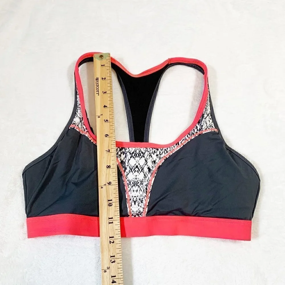 5/$25 Athleta Swimsuit Top Womens‎ S Grey Coral Snakeskin Racerback Bikini Top